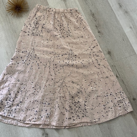 Flax Lagenlook Linen Maxi Skirt Floral Pull On‎ size S bohemian minimalist - Picture 9 of 12